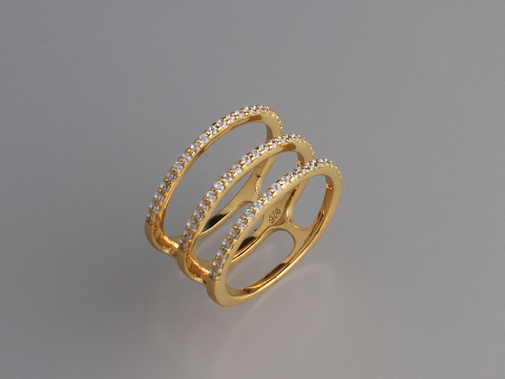 Gold Plated Silver Ring with Cubic Zirconia