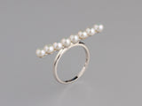 Sterling Silver Ring with 4-4.5mm Button Shape Freshwater Pearl