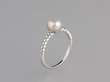 Sterling Silver Ring with 6-6.5mm Round Shape Freshwater Pearl