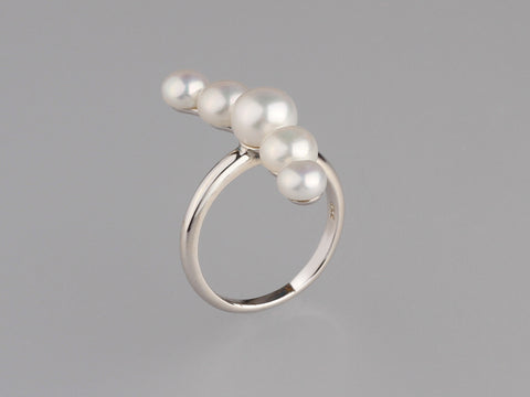 Sterling Silver Ring with Button Shape Freshwater Pearl