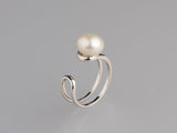 Sterling Silver Ring with 9-9.5mm Button Shape Freshwater Pearl