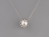 Sterling Silver Pendant with 7.5-8mm Button Shape Freshwater Pearl