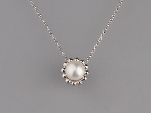 Sterling Silver Pendant with 7.5-8mm Button Shape Freshwater Pearl