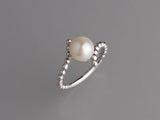 Sterling Silver Ring with 7.5-8mm Button Shape Freshwater Pearl