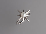 Gold Plated Silver Ring with 6-6.5mm Button Shape Freshwater Pearl