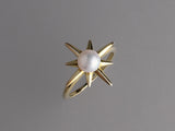 Gold Plated Silver Ring with 6-6.5mm Button Shape Freshwater Pearl