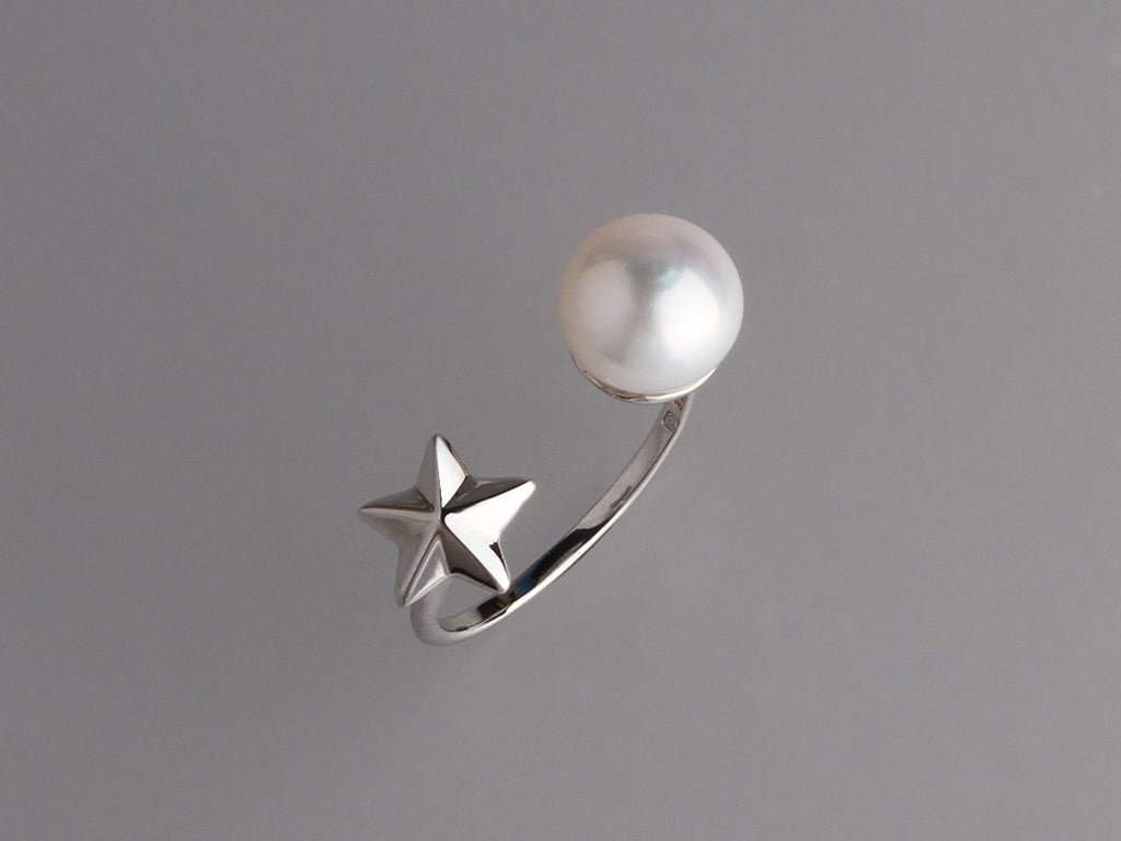 Sterling Silver Ring with 9.5-10mm Button Shape Freshwater Pearl