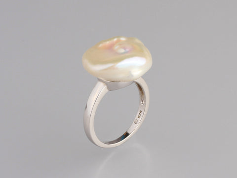 Sterling Silver with 16-17mm Keshi Freshwater Pearl Ring