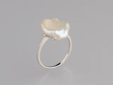 Sterling Silver Ring with 13-14mm Baroque Shape Freshwater Pearl
