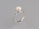 Sterling Silver Ring with 7.5-8mm Round Shape Freshwater Pearl
