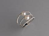 Sterling Silver Ring with 5.5-6mm Button Shape Freshwater Pearl
