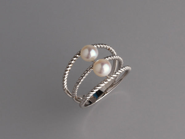 Sterling Silver Ring with 5.5-6mm Button Shape Freshwater Pearl