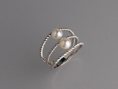 Sterling Silver Ring with 5.5-6mm Button Shape Freshwater Pearl