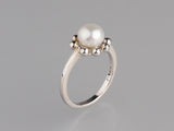 Sterling Silver Ring with 7.5-8mm Button Shape Freshwater Pearl