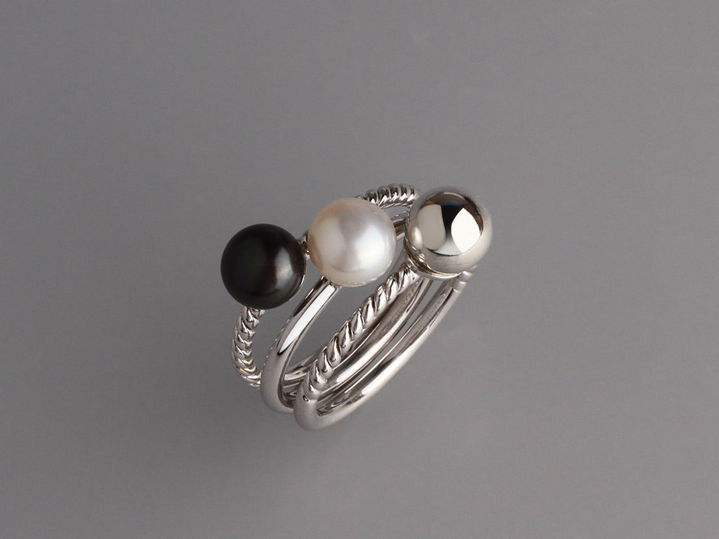 Sterling Silver Ring with 6.5-7mm Button Shape Freshwater Pearl