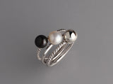 Sterling Silver Ring with 6.5-7mm Button Shape Freshwater Pearl