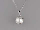 Sterling Silver Pendant with 8-8.5mm Button Shape Freshwater Pearl
