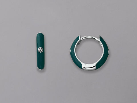 STERLING SILVER ENAMEL HOOPS EARRINGS