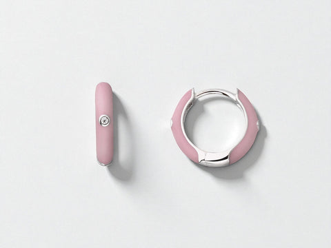 STERLING SILVER ENAMEL HOOPS EARRINGS