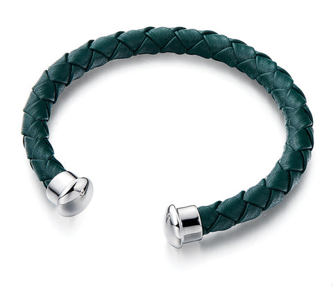 Genunie Leather Bangle - Dark Forrest Green