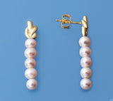 Rose Gold Plated Silver Earrings with 4.5-5mm Round Shape Freshwater Pearl - Wing Wo Hing Jewelry Group - Pearl Jewelry Manufacturer - 3