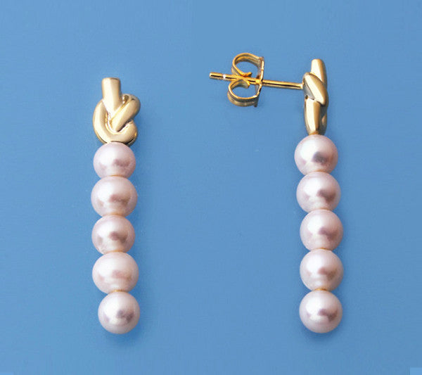 Rose Gold Plated Silver Earrings with 4.5-5mm Round Shape Freshwater Pearl - Wing Wo Hing Jewelry Group - Pearl Jewelry Manufacturer - 3