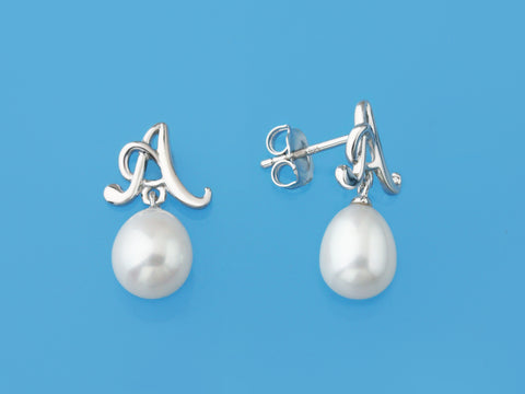 Initial Alphabet A-Z Pearl Earrings