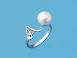 Initial Alphabet Pearl Silver Ring