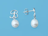 Initial Alphabet A-Z Pearl Earrings