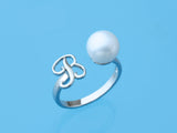 Initial Alphabet Pearl Silver Ring