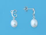 Initial Alphabet A-Z Pearl Earrings