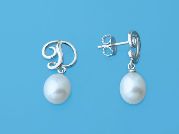 Initial Alphabet A-Z Pearl Earrings