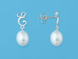 Initial Alphabet A-Z Pearl Earrings