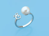 Initial Alphabet Pearl Silver Ring