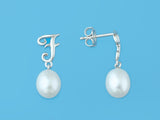 Initial Alphabet A-Z Pearl Earrings