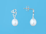 Initial Alphabet A-Z Pearl Earrings