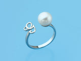 Initial Alphabet Pearl Silver Ring