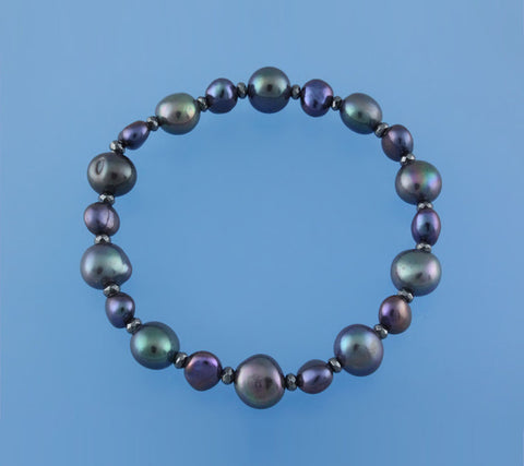 Side-Drilled Freshwater Pearl Bracelet with Hematite