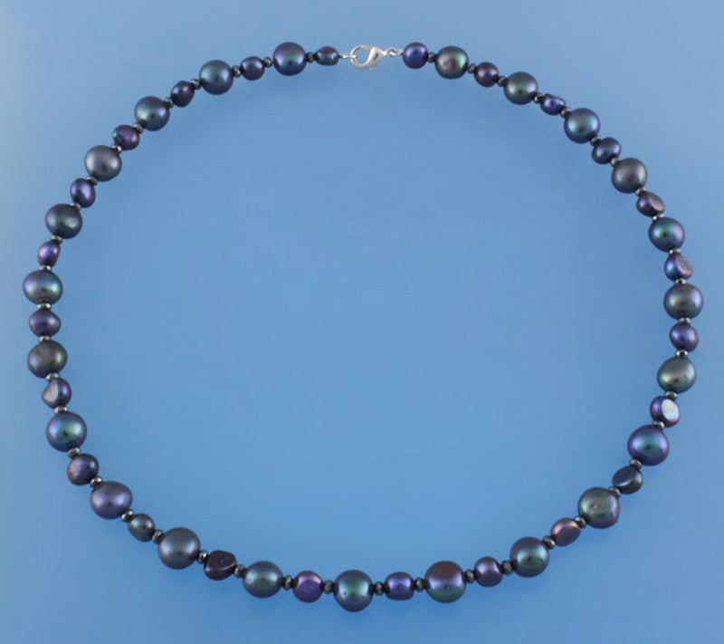 Side-Drilled Freshwater Pearl Necklace with Hematite - Wing Wo Hing Jewelry Group - Pearl Jewelry Manufacturer