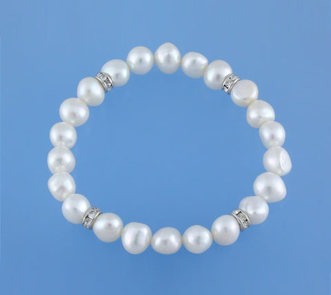 Sterling Silver Bracelet with 8-8.5mm Side-Drilled Freshwater Pearl