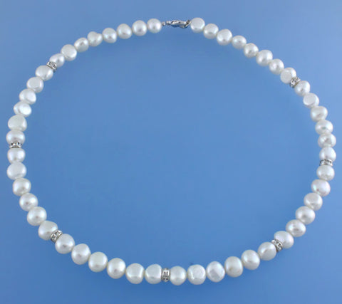 Sterling Silver Necklace with 8-8.5mm Side-Drilled Freshwater Pearl