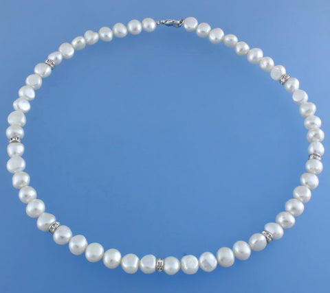 Sterling Silver Necklace with 8-8.5mm Side-Drilled Freshwater Pearl