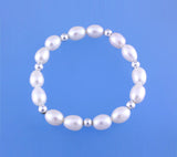 7.5-8mm Oval Shape Freshwater Pearl Bracelet with Copper Ball - Wing Wo Hing Jewelry Group - Pearl Jewelry Manufacturer