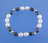 7.5-8mm Oval Shape Freshwater Pearl Bracelet with Crystal Ball and Hematite - Wing Wo Hing Jewelry Group - Pearl Jewelry Manufacturer