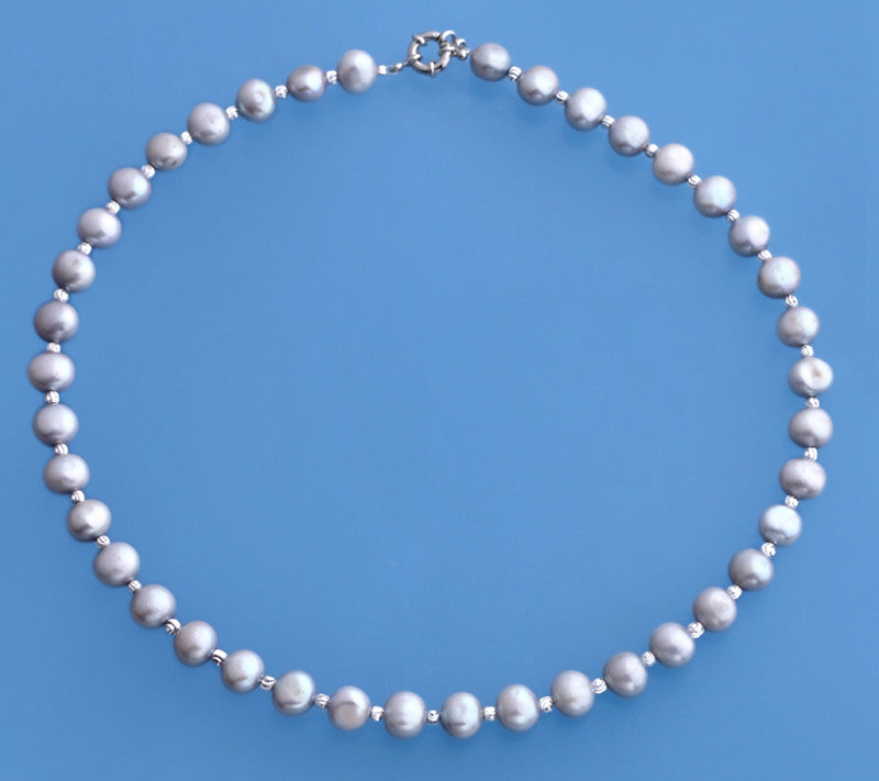 Sterling Silver Necklace with 8.5-9mm Side-Drilled Freshwater Pearl - Wing Wo Hing Jewelry Group - Pearl Jewelry Manufacturer