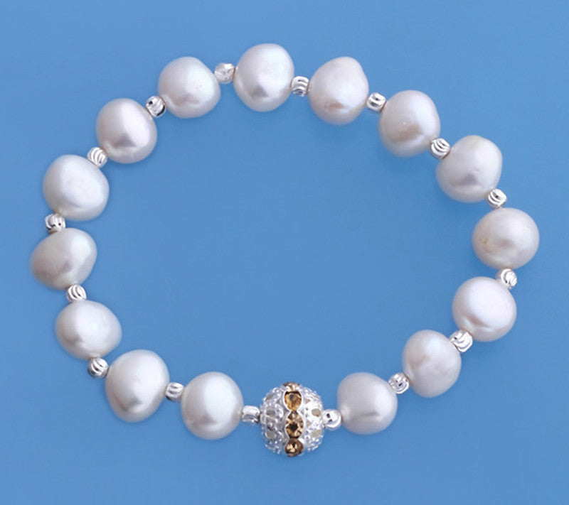 8-9mm Side-Drilled Freshwater Pearl Bracelet with Gold Plated Silver Ball - Wing Wo Hing Jewelry Group - Pearl Jewelry Manufacturer