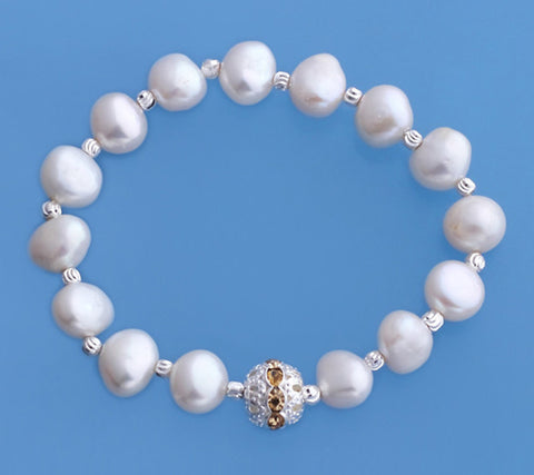 8-9mm Side-Drilled Freshwater Pearl Bracelet with Gold Plated Silver Ball