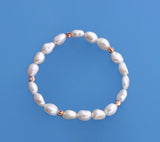 7-8mm Oval Shape Freshwater Pearl Bracelet with Rose Gold Plated Iron - Wing Wo Hing Jewelry Group - Pearl Jewelry Manufacturer
