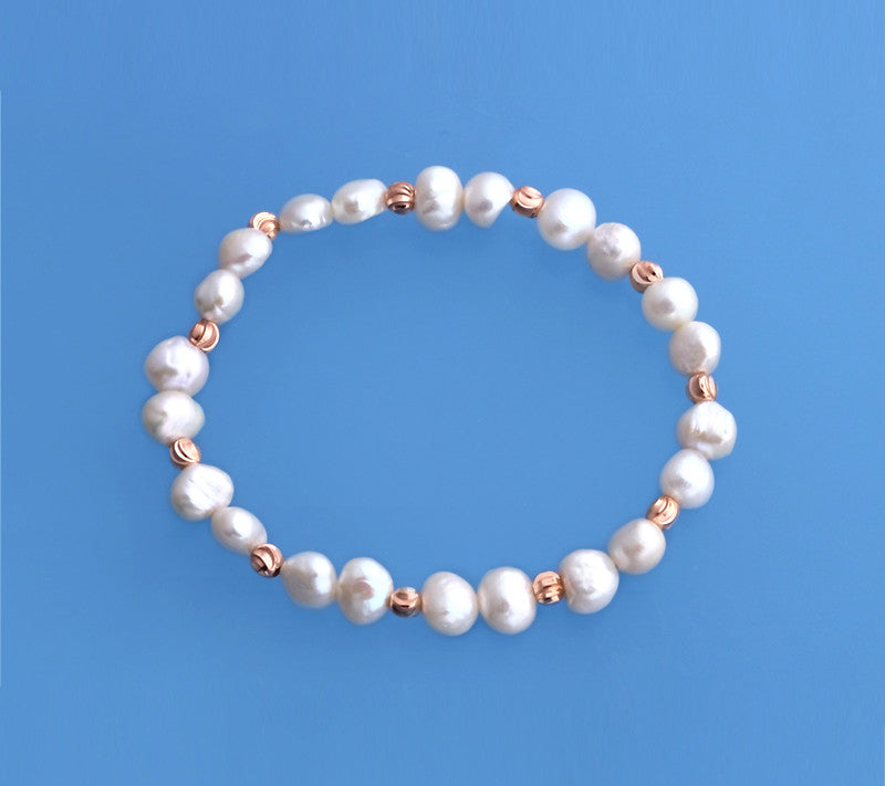 6.5-7mm Side -Drilled Freshwater Pearl Bracelet with Rose Gold Plated Iron - Wing Wo Hing Jewelry Group - Pearl Jewelry Manufacturer