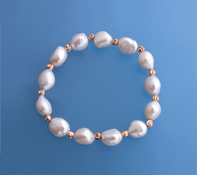 9-10mm Oval Shape Freshwater Pearl Bracelet with Rose Gold Plated Iron - Wing Wo Hing Jewelry Group - Pearl Jewelry Manufacturer